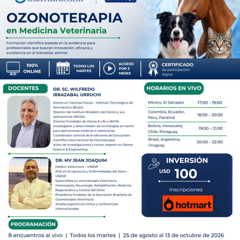 Curso de ozonoterapia en Medicina Veterinária en Español - EN LÍNEA